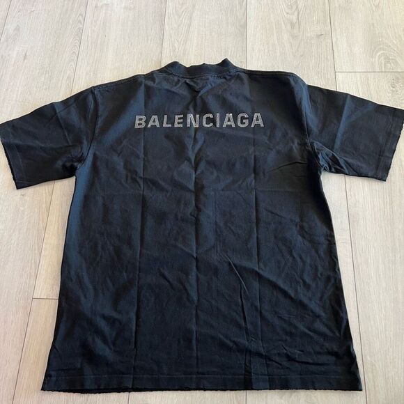 BALENCIAGA unisex black distress shirt size m - Picture 1 of 14